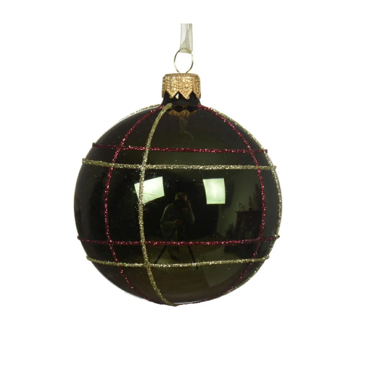 Boule De Noël|KAEMINGK Lot de 6 boules de Noël en verre (D80 mm) Ecosse Vert sapin