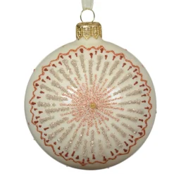 Boule De Noël|KAEMINGK Lot de 6 boules de Noël en verre (D80 mm) Médaillon étoilé Blanc laine