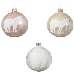 Boule De Noël|KAEMINGK Lot de 6 boules de Noël en verre Licorne Rose poudré