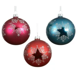 Boule De Noël|KAEMINGK Lot de 6 boules de Noël en verre (D80 mm) Fête étoilée Multicolore