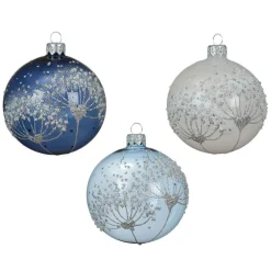 Boule De Noël|KAEMINGK Lot de 6 boules de Noël en verre (D80 mm) Berce du Caucase Bleu