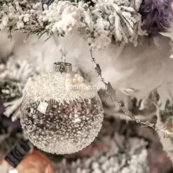 Boule De Noël|KAEMINGK Lot de 3 boules de Noël en verre (D80 mm) Mouchetée Blanc irisé