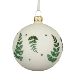 Boule De Noël|KAEMINGK Lot de 6 boules de Noël en verre (D80 mm) Délicatesse et vert pailleté Blanc laine