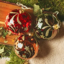 Boule De Noël|KAEMINGK Lot de 6 boules de Noël en verre (D80 mm) Étoiles filantes Multicolore