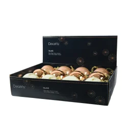 Boule De Noël|KAEMINGK Lot de 12 boules de Noël en verre (D80 mm) chic , blanc laine et pêche Cognac