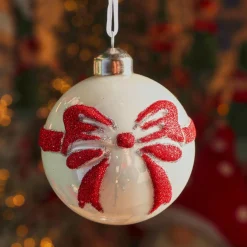 Boule De Noël|KAEMINGK Lot de 3 Boules de Noël en verre (D80 mm) Scarlette et Rouge Blanc