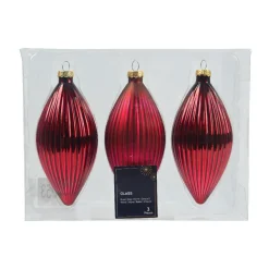 Boule De Noël|KAEMINGK Lot de 3 boules de Noël en verre (D60 mm) Goutte précieuse Bordeaux