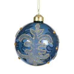 Boule De Noël|KAEMINGK Lot de 3 boules de Noël en verre (D80 mm) Castel Bleu