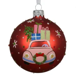 Boule De Noël|KAEMINGK Lot de 6 boules de Noël en verre (D80 mm) Voiture festive Rouge