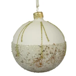 Boule De Noël|KAEMINGK Lot de 6 boules de Noël en verre (D80 mm) Ballotine Blanc laine