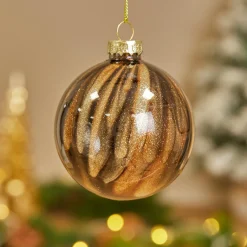 Boule De Noël|KOOPMAN Lot de 12 boules de Noël en verre (D80 mm) New York Brun scintillant Marron