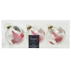 Boule De Noël|KAEMINGK Lot de 3 boules de Noël en verre (D80 mm) Cadeau Transparent