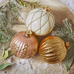 Boule De Noël|KAEMINGK Lot de 12 boules de Noël en verre (D100 mm) Rêverie , rose et blanc Or