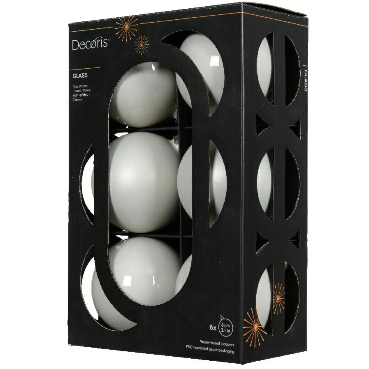 Boule De Noël|KAEMINGK Lot de 6 boules de Noël en verre (D80 mm) Boréal Blanc