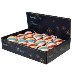 Boule De Noël|KAEMINGK Lot de 12 boules de Noël en verre (D80 mm) Rêverie Multicolore