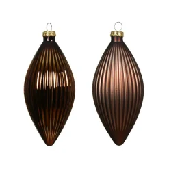 Boule De Noël|KAEMINGK Lot de 3 boules de Noël en verre (D60 mm) Goutte précieuse Brun café