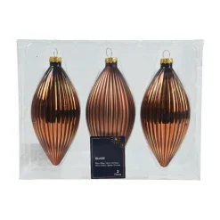 Boule De Noël|KAEMINGK Lot de 3 boules de Noël en verre (D60 mm) Goutte précieuse Brun café