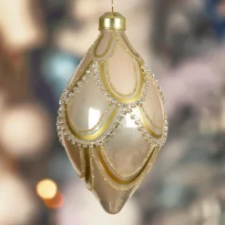 Boule De Noël|KAEMINGK Lot de 2 boules de Noël en verre (D60 mm) Élégance Gatsby Beige Perle