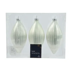 Boule De Noël|KAEMINGK Lot de 3 boules de Noël en verre (D60 mm) Goutte précieuse Blanc