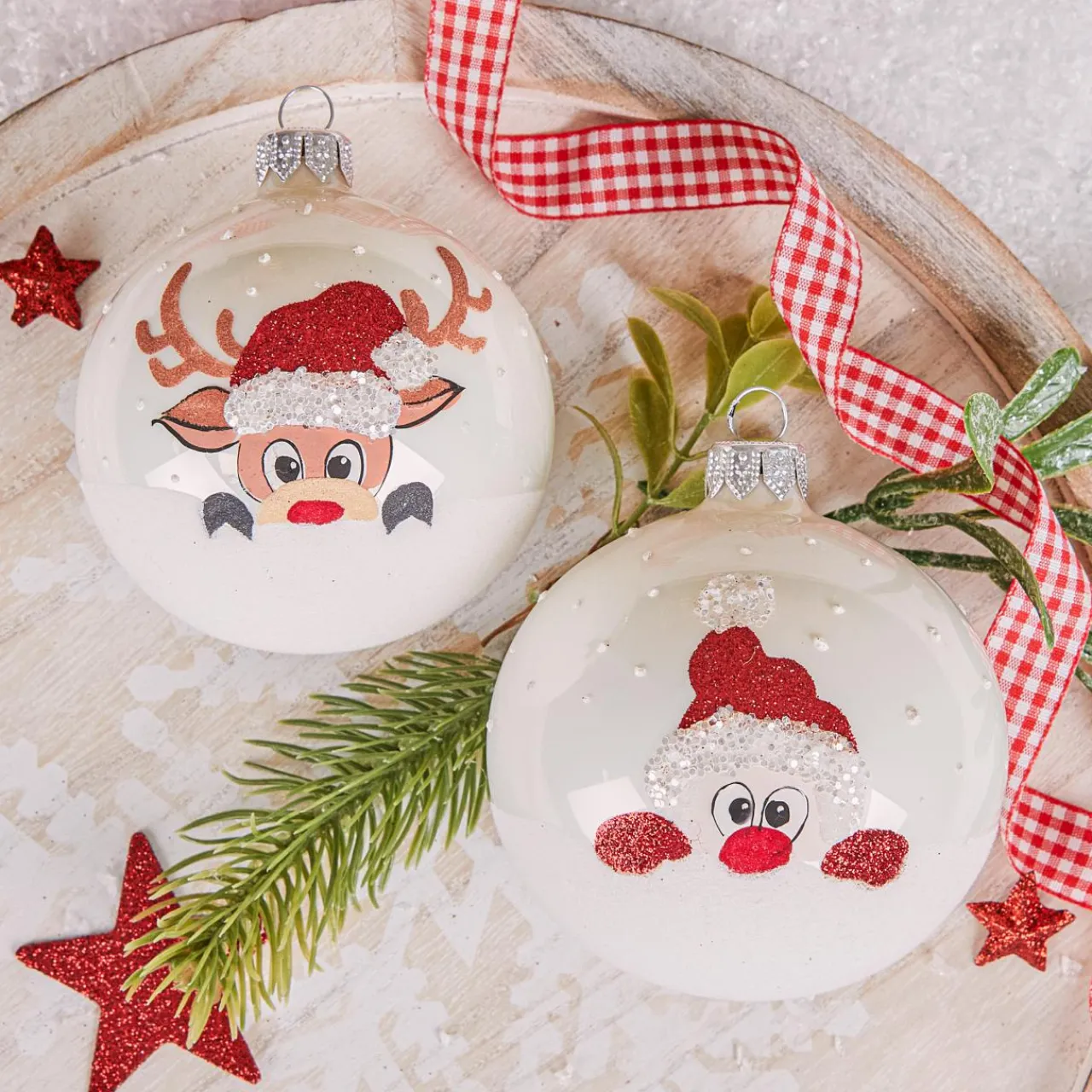 Boule De Noël|KAEMINGK Lot de 6 boules de Noël en verre (D80 mm) Filou Blanc