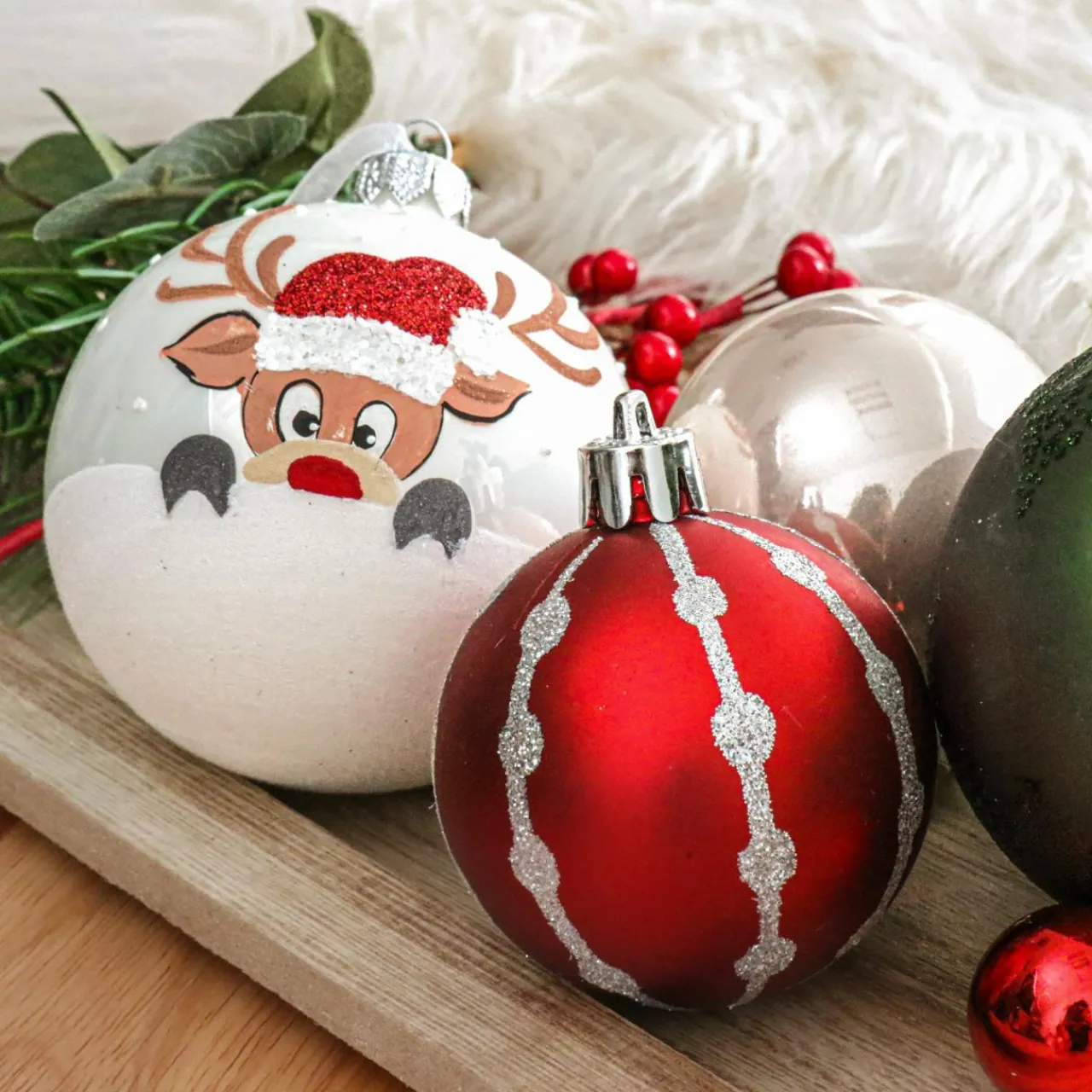Boule De Noël|KAEMINGK Lot de 6 boules de Noël en verre (D80 mm) Filou Blanc