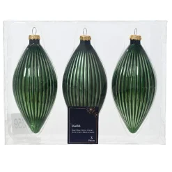 Boule De Noël|KAEMINGK Lot de 3 boules de Noël en verre (D60 mm) Goutte précieuse Vert sapin