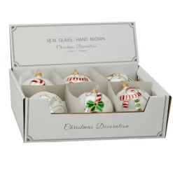 Boule De Noël|KOOPMAN Lot de 6 boules de Noël en verre (D100 mm) Mignonneries nacré Blanc