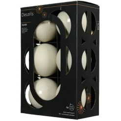 Boule De Noël|KAEMINGK Lot de 6 Boules de Noël en verre (D80 mm) Boréal Blanc laine