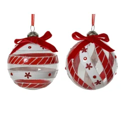 Boule De Noël|KAEMINGK Lot de 12 boules de Noël en verre (D80 mm) Sölden et blanc Rouge