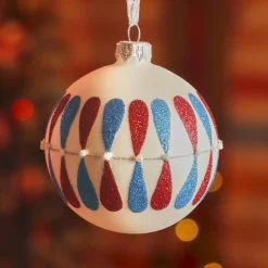 Boule De Noël|KAEMINGK Lot de 6 boules de Noël en verre (D80 mm) Gouttes colorées Blanc