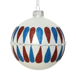 Boule De Noël|KAEMINGK Lot de 6 boules de Noël en verre (D80 mm) Gouttes colorées Blanc