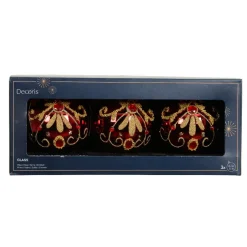 Boule De Noël|KAEMINGK Lot de 3 boules de Noël en verre (D80 mm) Palazzo Bordeaux