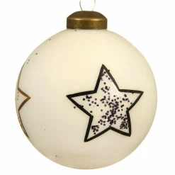 Boule De Noël|KAEMINGK Lot de 3 boules de Noël en verre (D80 mm) Myli Blanc laine