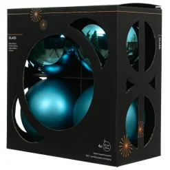 Boule De Noël|KAEMINGK Lot de 4 Boules de Noël en verre (D100 mm) Boréal Bleu pétillant