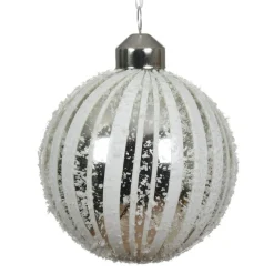 Boule De Noël|KAEMINGK Lot de 3 boules de Noël en verre (D80 mm) Neige et argent Blanc