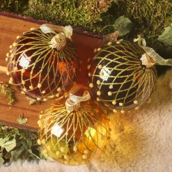 Boule De Noël|KAEMINGK Lot de 6 boules de Noël en verre (D80 mm) Vintage Reno Multicolore