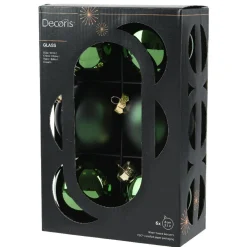 Boule De Noël|KAEMINGK Lot de 6 boules de Noël en verre (D80 mm) Boréal Vert sapin