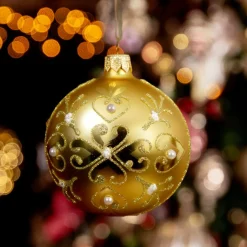 Boule De Noël|KAEMINGK Lot de 6 boules de Noël en verre (D80 mm) Baroque clair Or