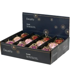 Boule De Noël|KAEMINGK Lot de 12 boules de Noël en verre (D80 mm) Palais Italiens Figue et or Violet