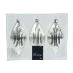 Boule De Noël|KAEMINGK Lot de 3 boules de Noël en verre (D60 mm) Goutte précieuse Argent
