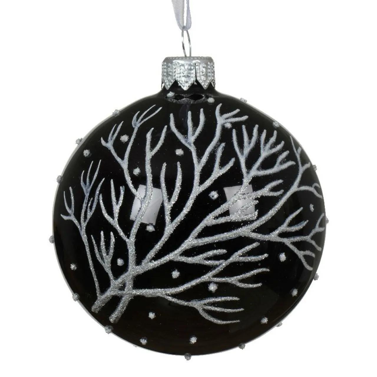 Boule De Noël|KAEMINGK Lot de 6 boules de Noël en verre (D80 mm) Branches d'hiver Noir