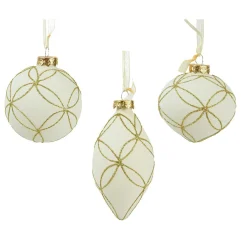 Boule De Noël|KAEMINGK Lot de 12 boules de Noël en verre (D80 mm) Paris pailleté Blanc laine