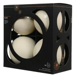 Boule De Noël|KAEMINGK Lot de 4 boules de Noël en verre (D100 mm) Boréal Blanc laine