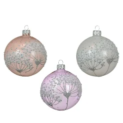 Boule De Noël|KAEMINGK Lot de 6 boules de Noël en verre (D80 mm) Berce du Caucase Perle et Lilas Violet