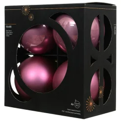 Boule De Noël|KAEMINGK Lot de 4 boules de Noël en verre (D100 mm) Boréal Vieux rose