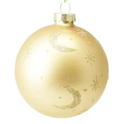 Boule De Noël|KOOPMAN Lot de 12 boules de Noël en verre (D80 mm) Moon nuit et doré Bleu