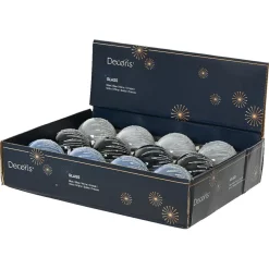 Boule De Noël|KAEMINGK Lot de 12 boules de Noël en verre (D80 mm) Perles d'hiver Bleu