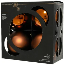 Boule De Noël|KAEMINGK Lot de 4 Boules de Noël en verre (D100 mm) Boréal Brun café