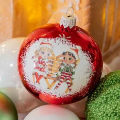 Boule De Noël|KAEMINGK Lot de 6 boules de Noël en verre (D80 mm) Chérubins Rouge