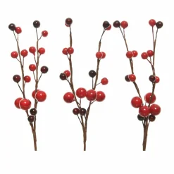 Déco De Table|Branches Artificielles|KAEMINGK Lot de 3 branches de Baies (8 cm) Billa Rouge
